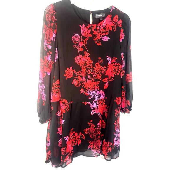 Harper 241 Floral Dress Black Red Large Womens Cocktail Party Cruise Church Chic - Picture 2 of 9